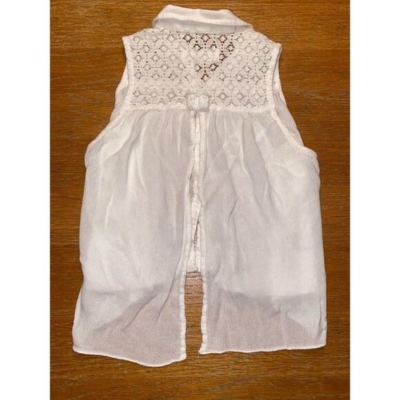Sleeveless White Lace Button-Down Girls Top By Abercrombie - Picture 4 of 6
